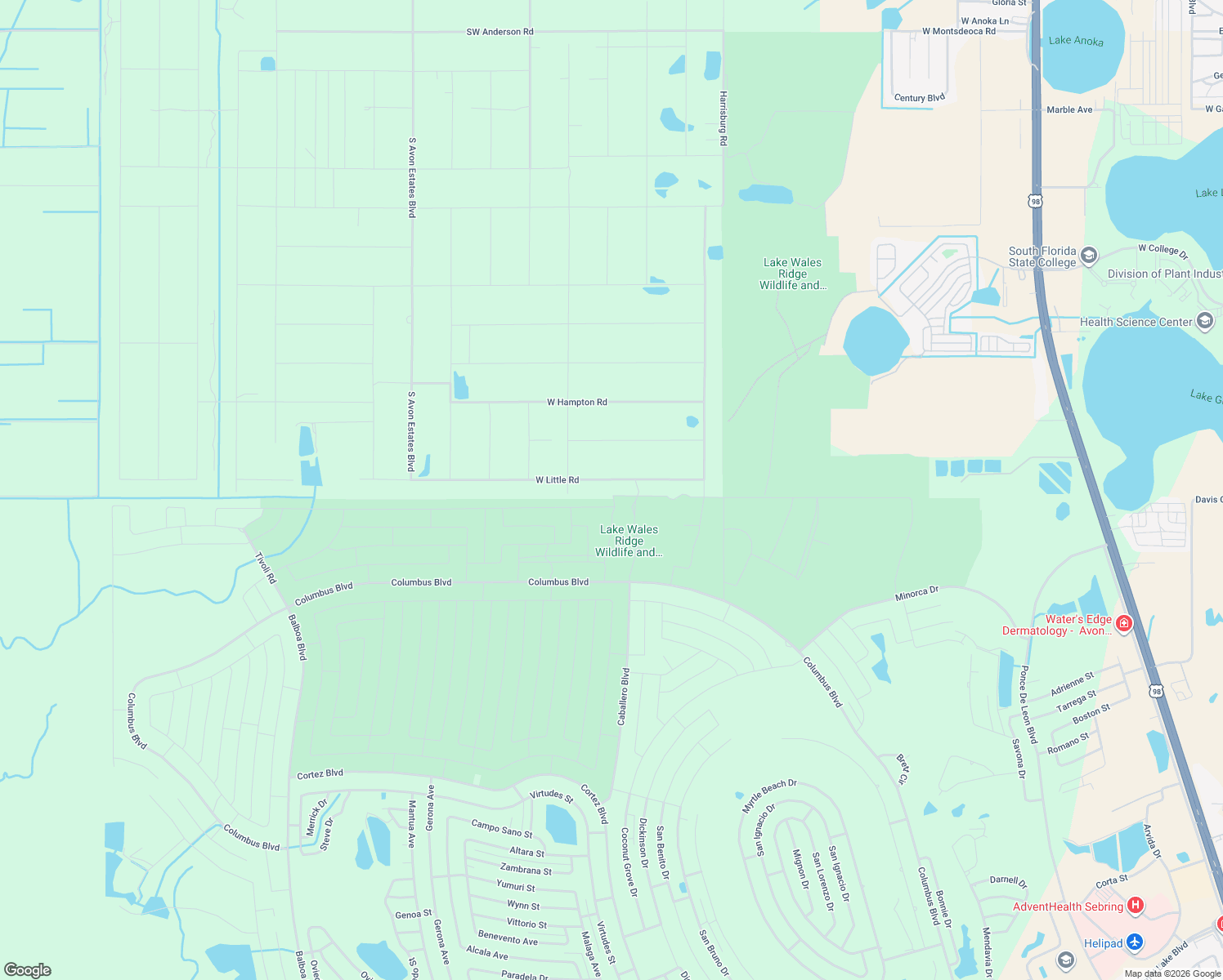 map of restaurants, bars, coffee shops, grocery stores, and more near 2141 West Little Road in Avon Park