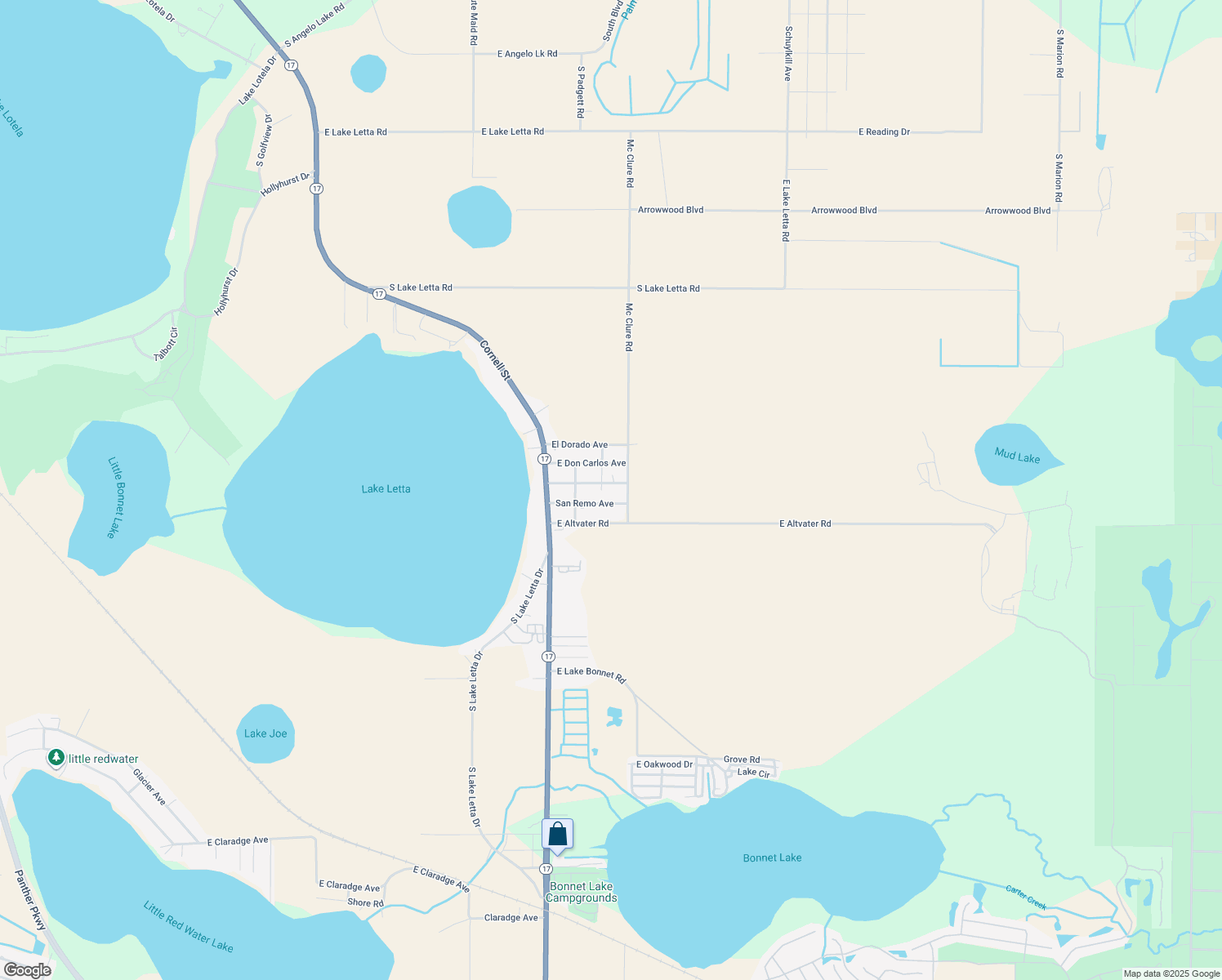 map of restaurants, bars, coffee shops, grocery stores, and more near 2554 Ponce De Leon Parkway in Avon Park