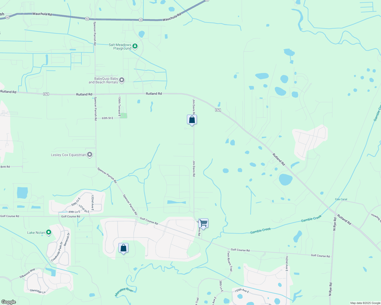 map of restaurants, bars, coffee shops, grocery stores, and more near 5981 Jim Davis Road in Parrish