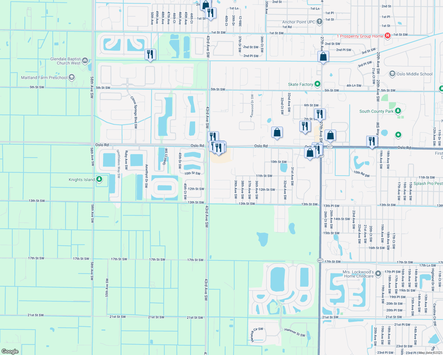 map of restaurants, bars, coffee shops, grocery stores, and more near 4110 11th Place Southwest in Vero Beach