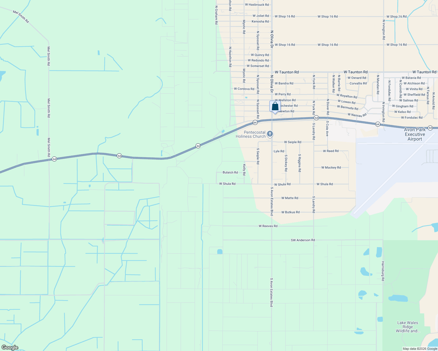 map of restaurants, bars, coffee shops, grocery stores, and more near 3015 Bulaich Road in Avon Park