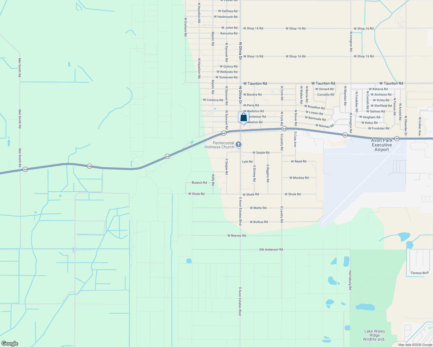 map of restaurants, bars, coffee shops, grocery stores, and more near 2815 Yepremian Road in Avon Park