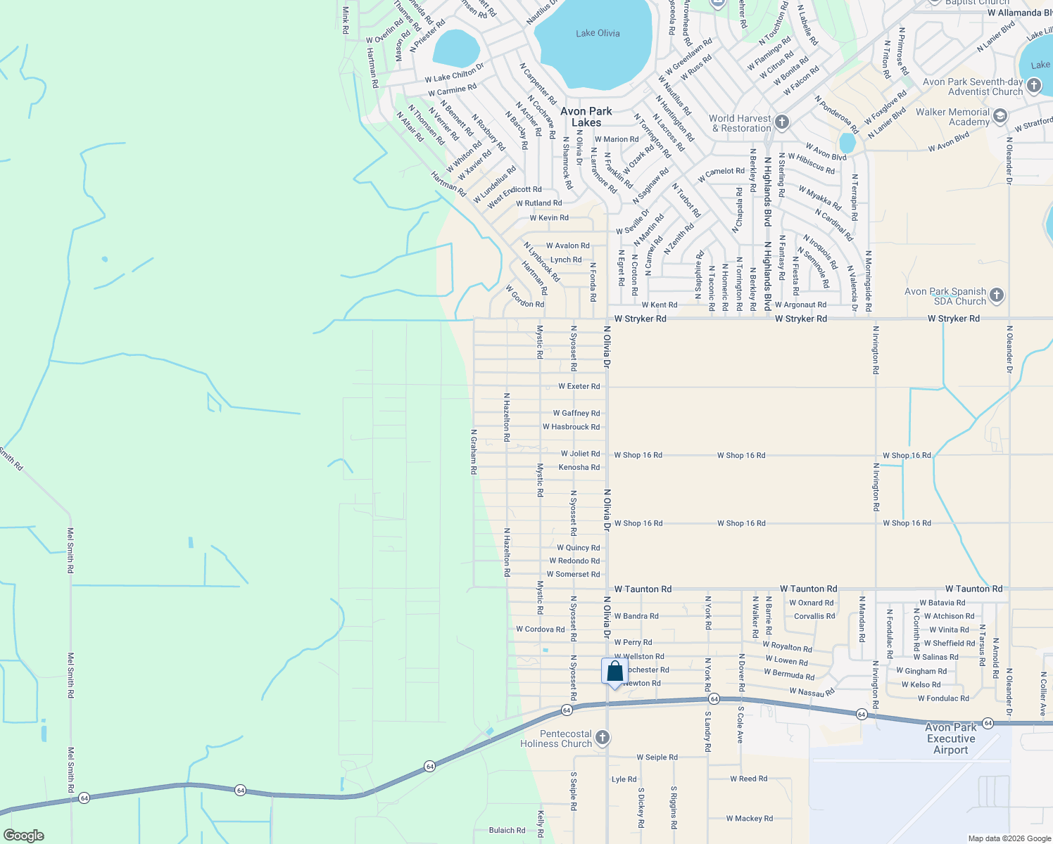 map of restaurants, bars, coffee shops, grocery stores, and more near 2924 West Hasbrouck Road in Avon Park