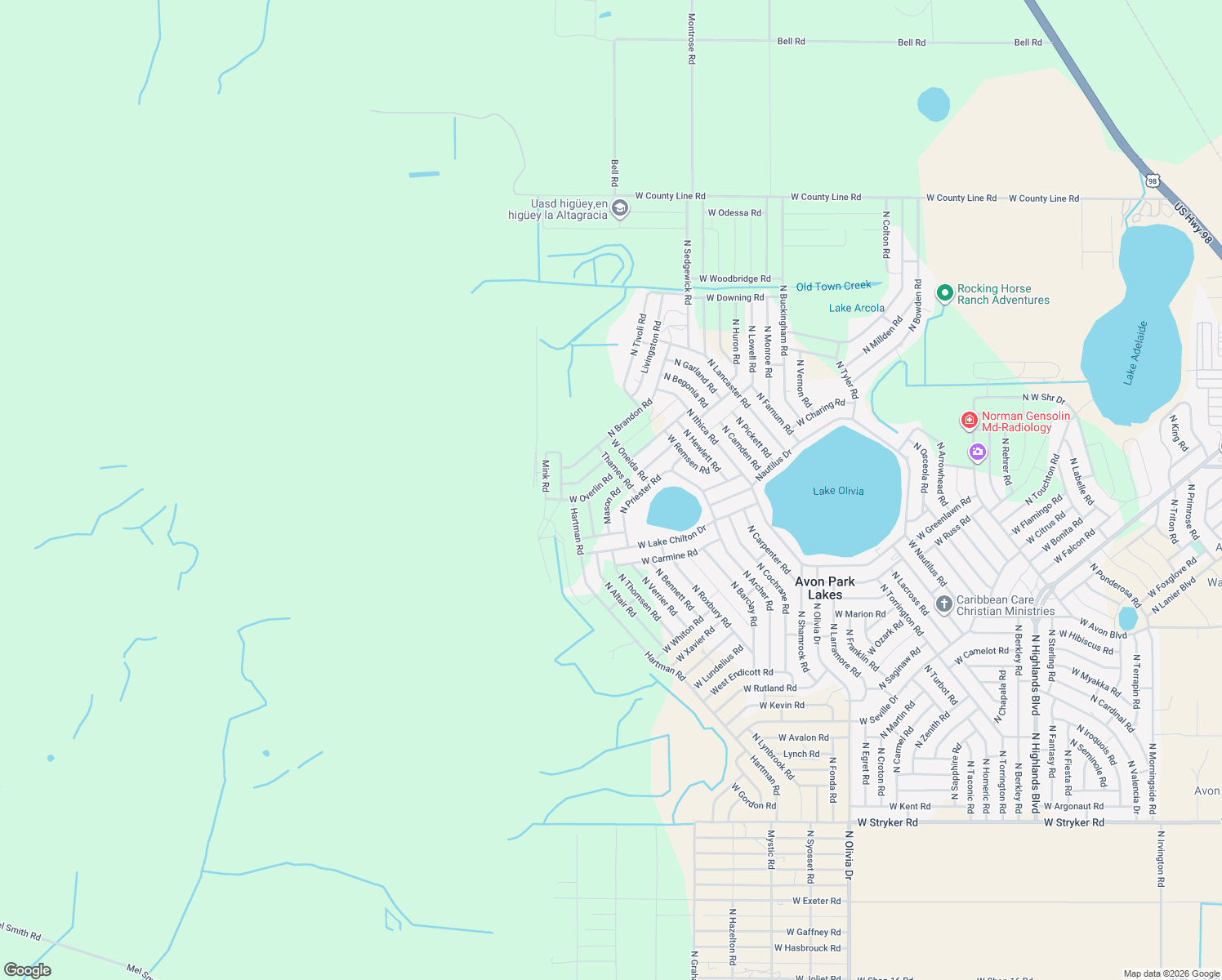 map of restaurants, bars, coffee shops, grocery stores, and more near 2521 Mason Road in Avon Park