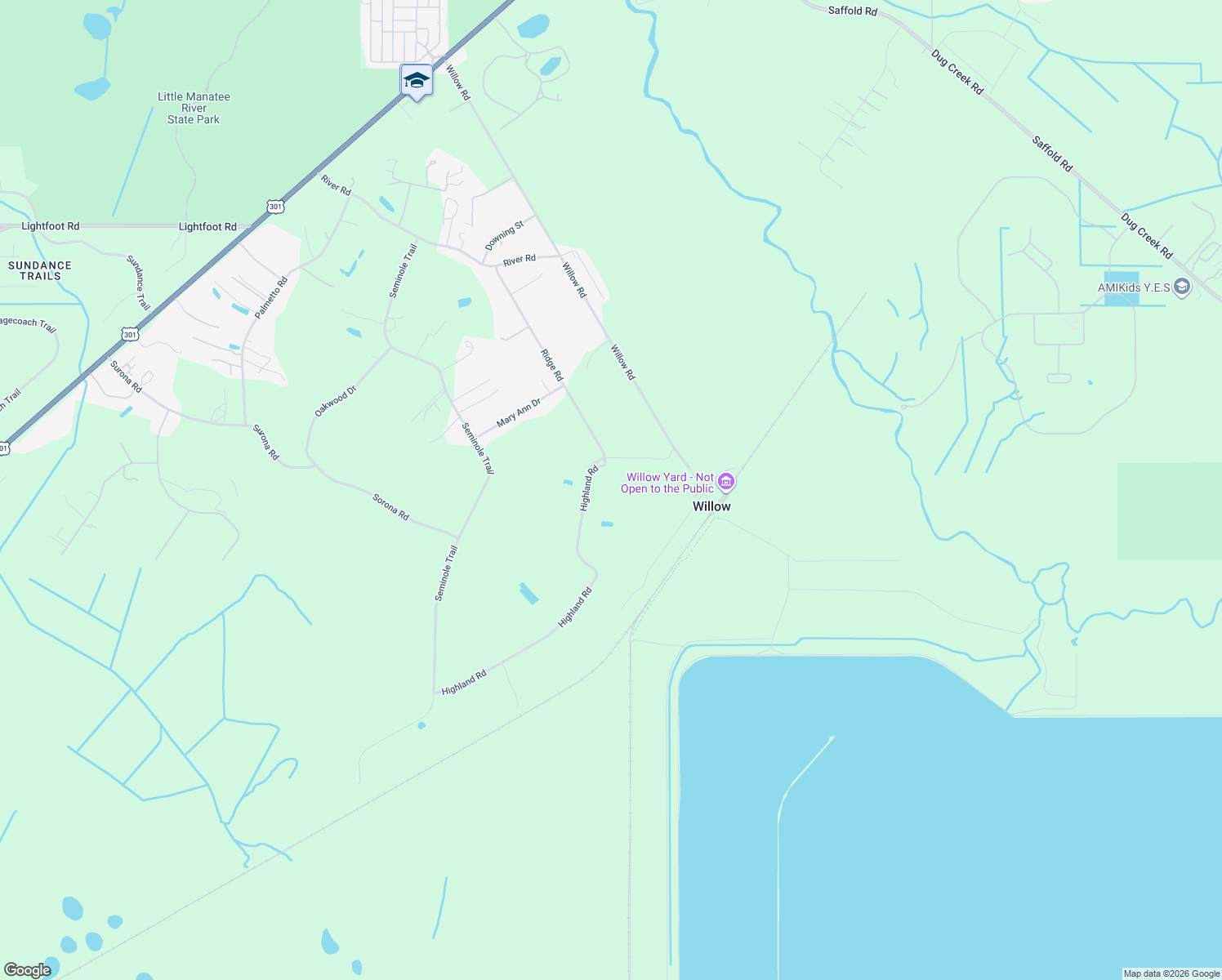 map of restaurants, bars, coffee shops, grocery stores, and more near 14420 Highland Road in Wimauma