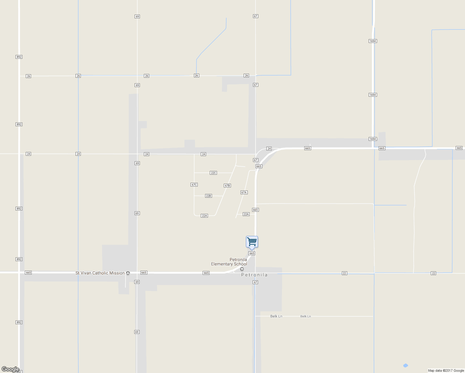 map of restaurants, bars, coffee shops, grocery stores, and more near 2574 County Road 67B in Robstown