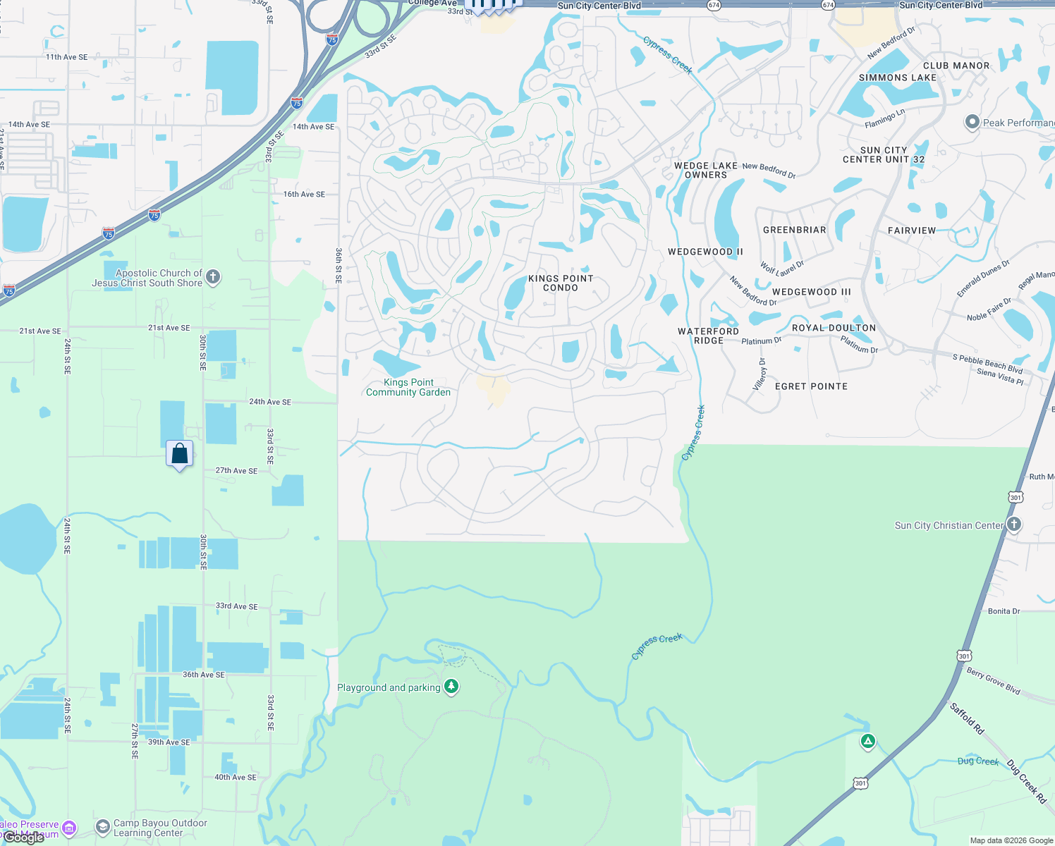 map of restaurants, bars, coffee shops, grocery stores, and more near 2226 Brookfield Greens Circle in Sun City Center