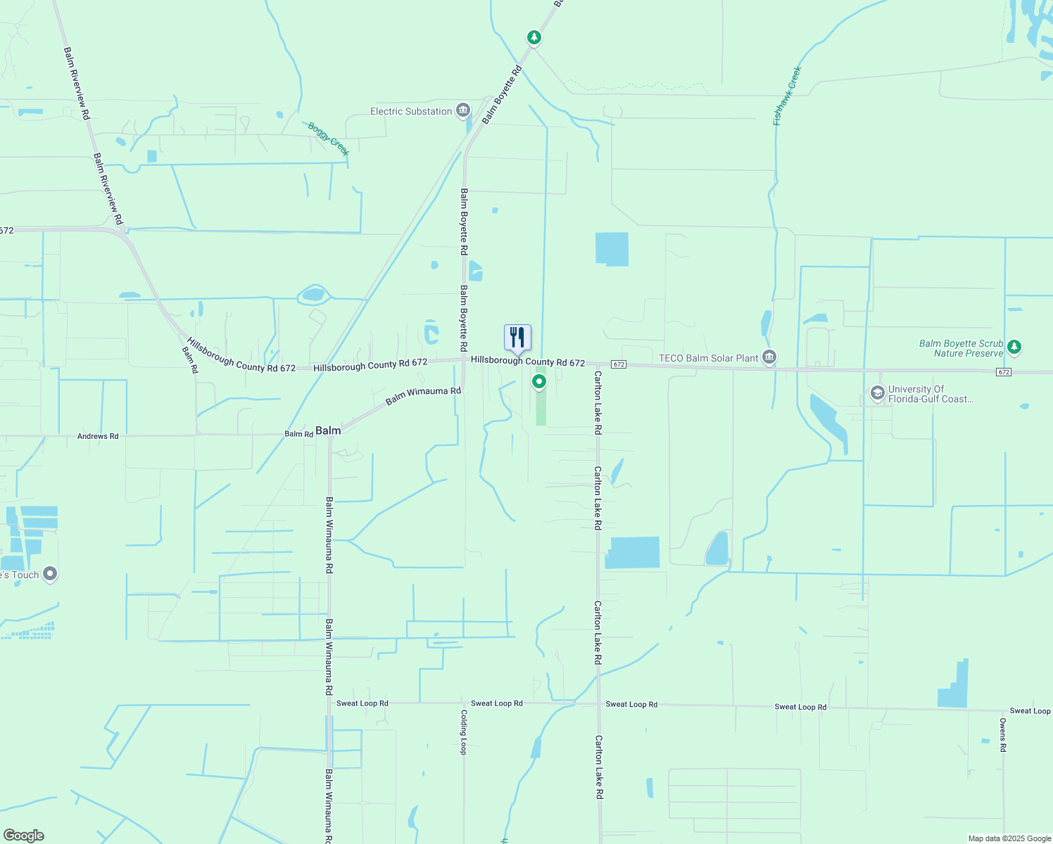 map of restaurants, bars, coffee shops, grocery stores, and more near 14865 Massey Acres Drive in Wimauma