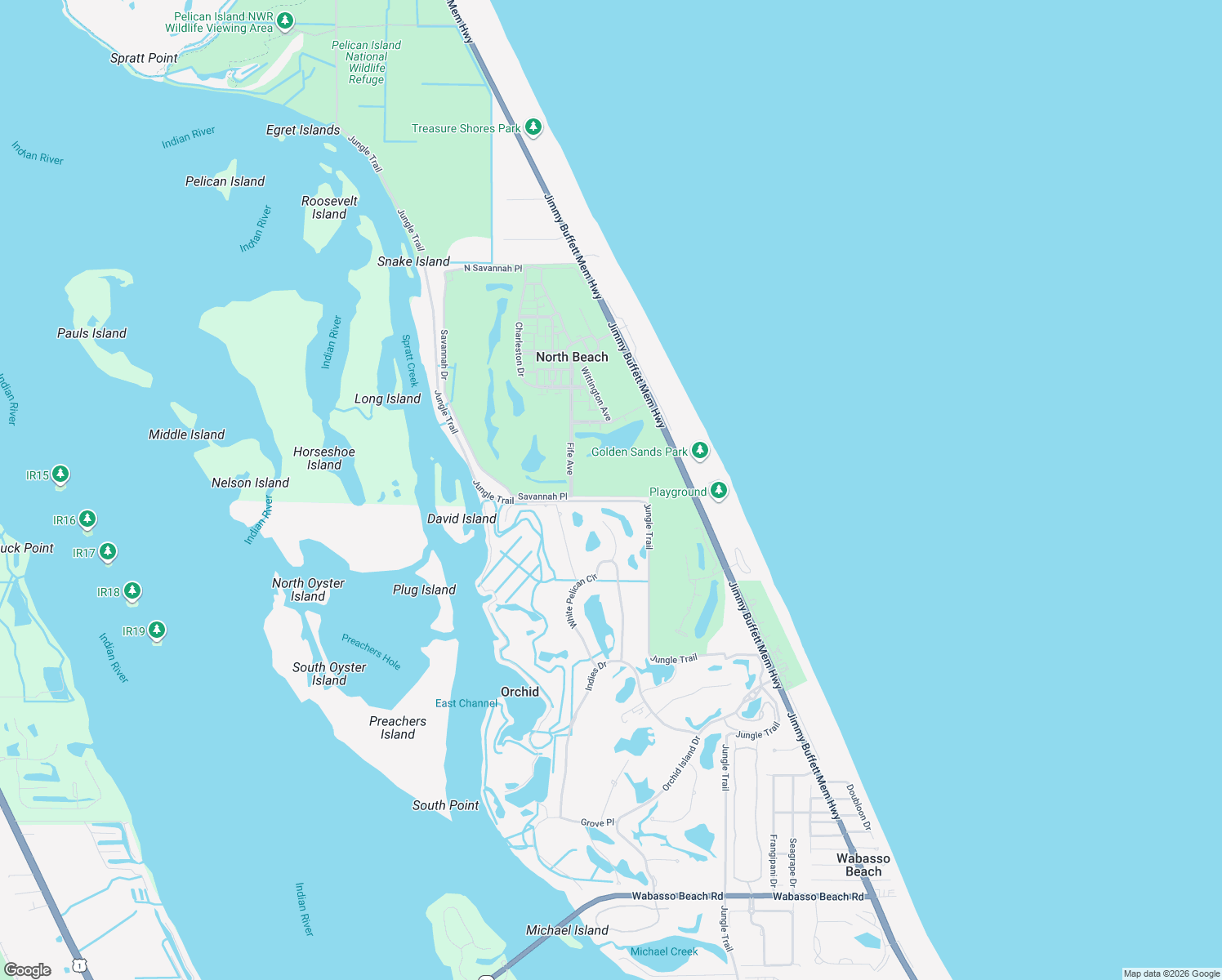 map of restaurants, bars, coffee shops, grocery stores, and more near 3030 Savannah Drive in Vero Beach