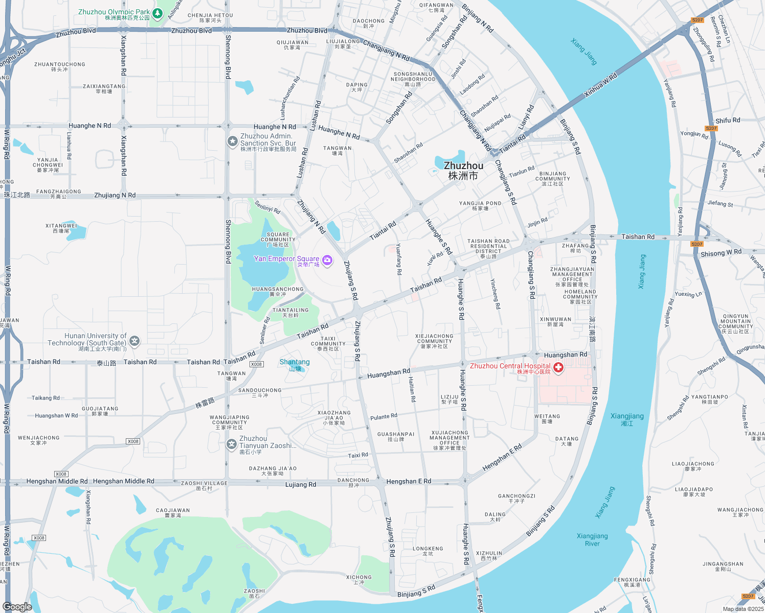 map of restaurants, bars, coffee shops, grocery stores, and more near 351 Tai Shan Lu in Zhu Zhou Shi