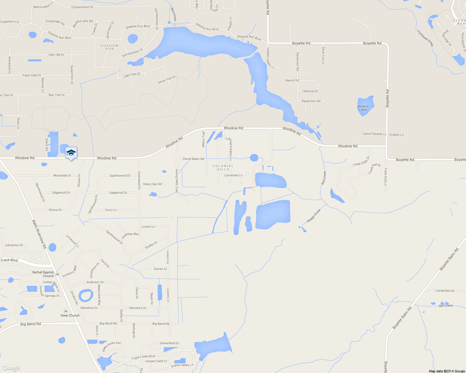 map of restaurants, bars, coffee shops, grocery stores, and more near 12210 Colonial Estates Lane in Riverview