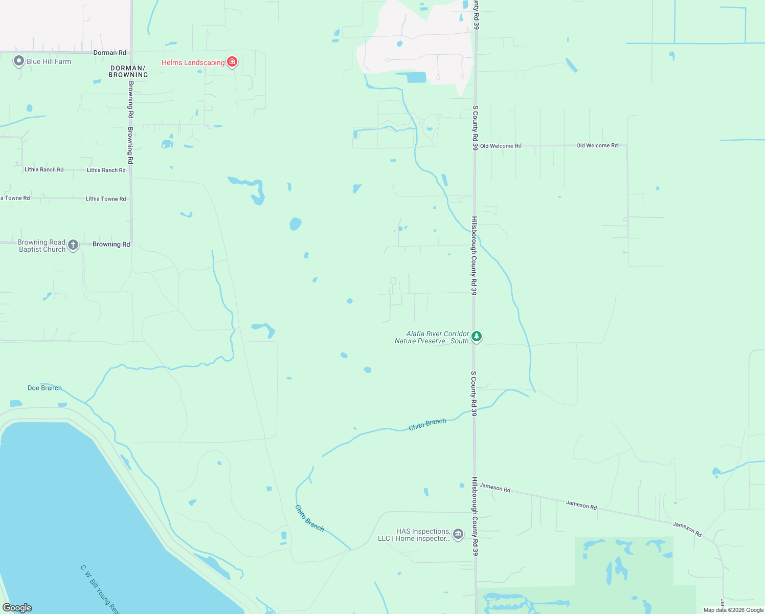 map of restaurants, bars, coffee shops, grocery stores, and more near 439 Corbett Road in Lithia