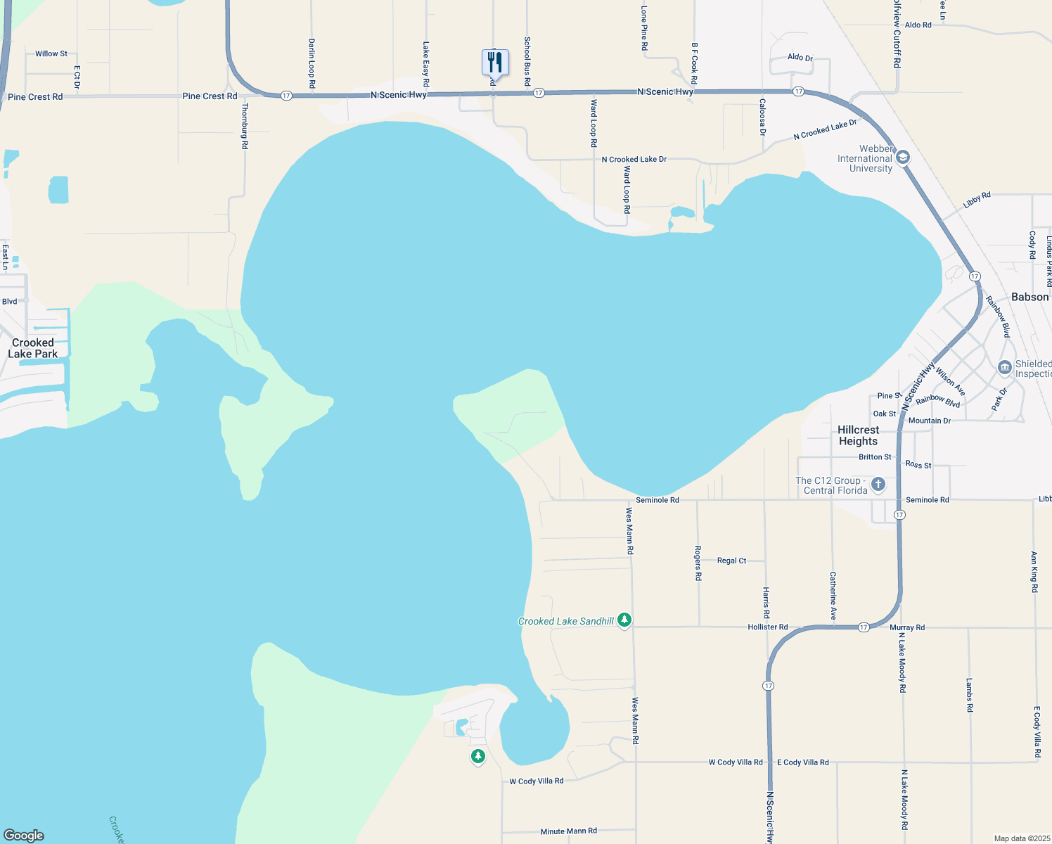 map of restaurants, bars, coffee shops, grocery stores, and more near 1737 Wirts Point Drive in Babson Park