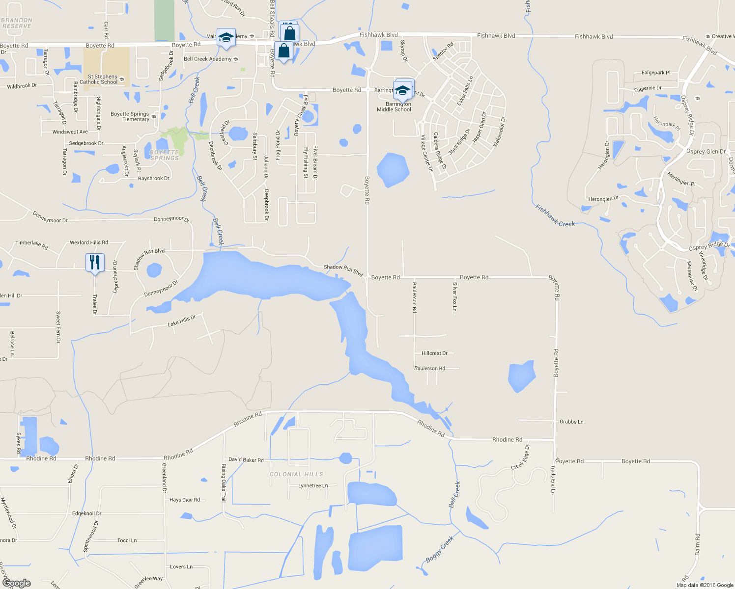 map of restaurants, bars, coffee shops, grocery stores, and more near 11334 Hidden Valley Lane in Riverview