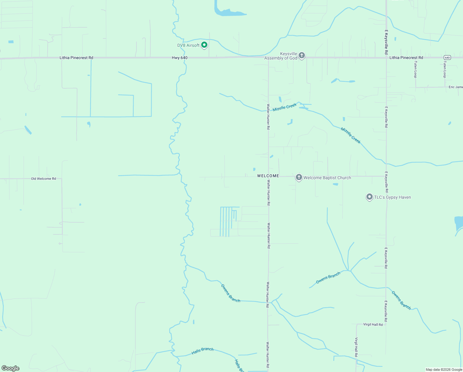 map of restaurants, bars, coffee shops, grocery stores, and more near 1817 Welcome Road in Lithia