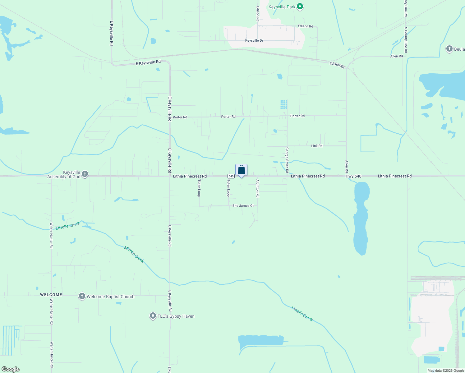 map of restaurants, bars, coffee shops, grocery stores, and more near 11516 Tuten Loop in Lithia