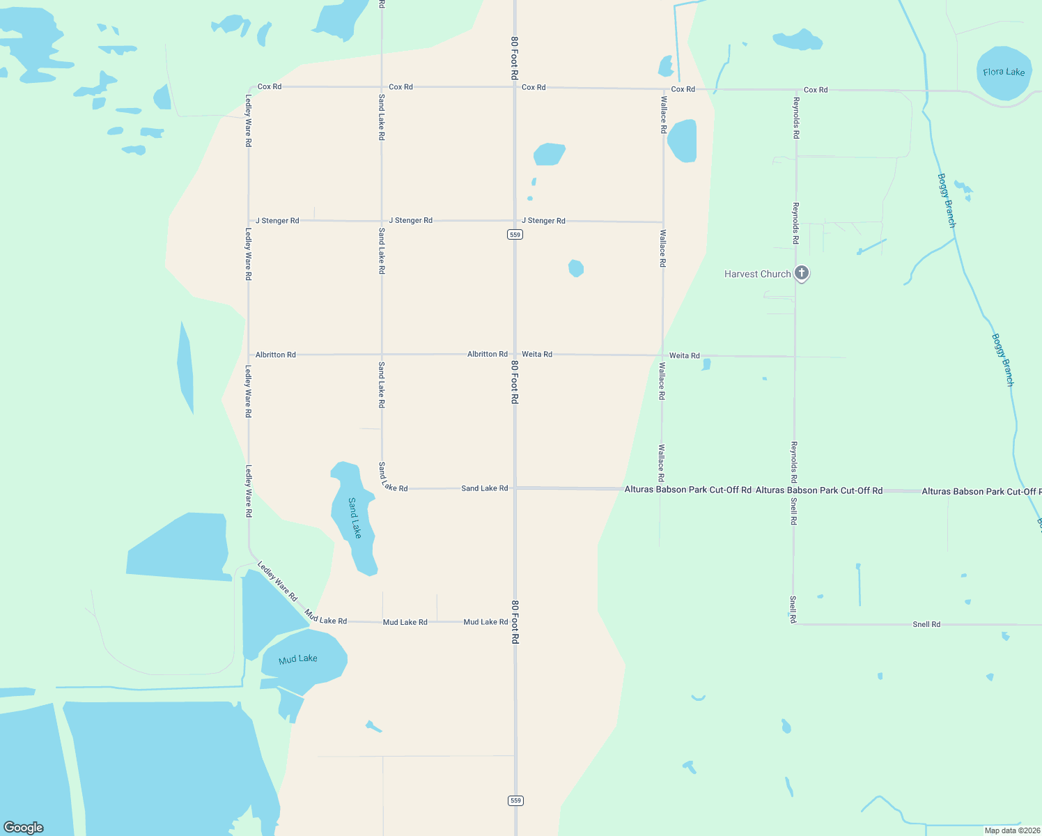 map of restaurants, bars, coffee shops, grocery stores, and more near 3080 80 Foot Road in Bartow