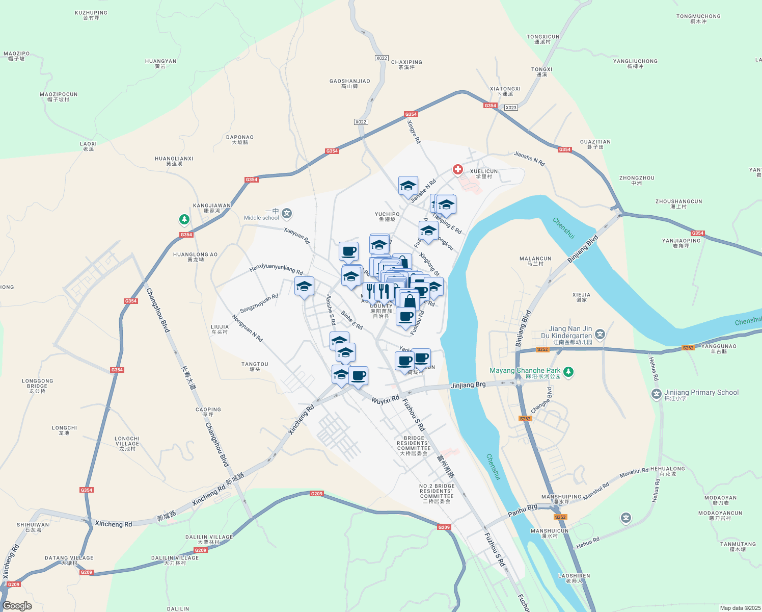 map of restaurants, bars, coffee shops, grocery stores, and more near in Huaihua