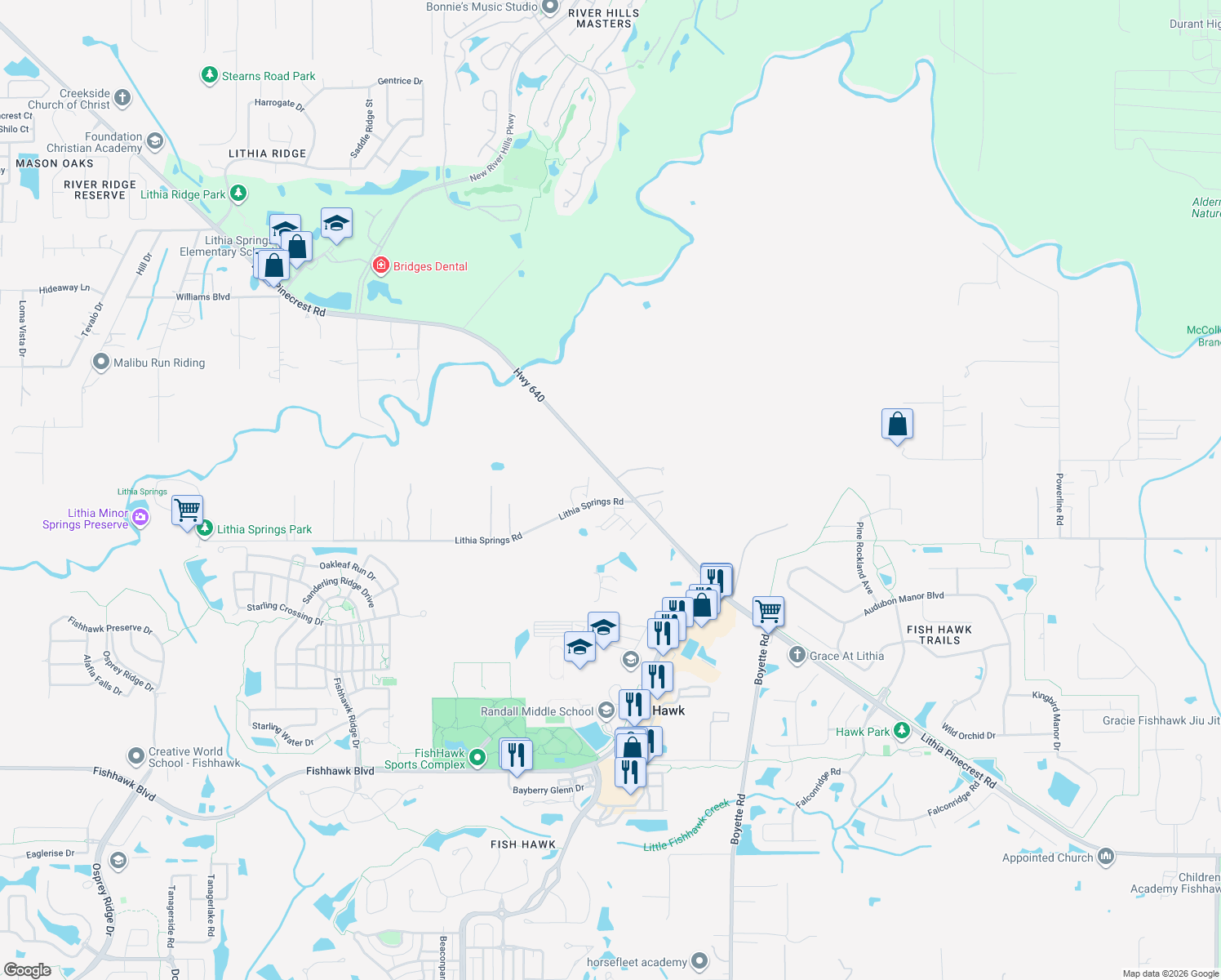map of restaurants, bars, coffee shops, grocery stores, and more near 5226 Lithia Springs Road in Lithia