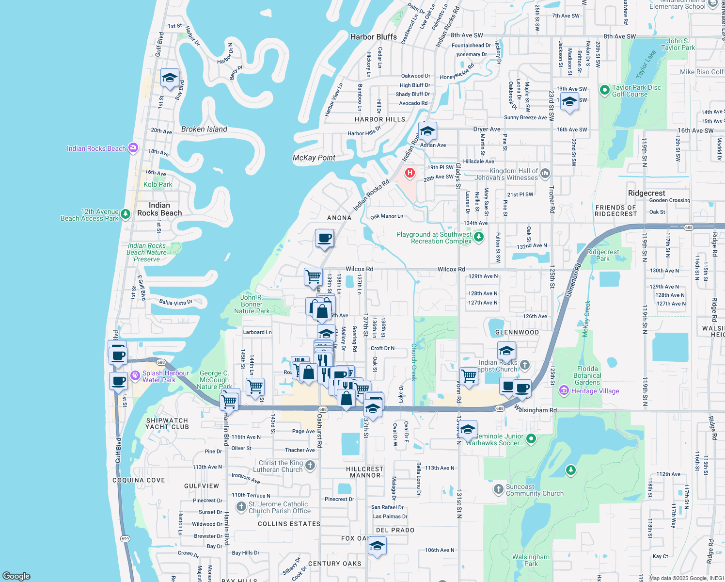map of restaurants, bars, coffee shops, grocery stores, and more near 12787 137th Lane in Largo