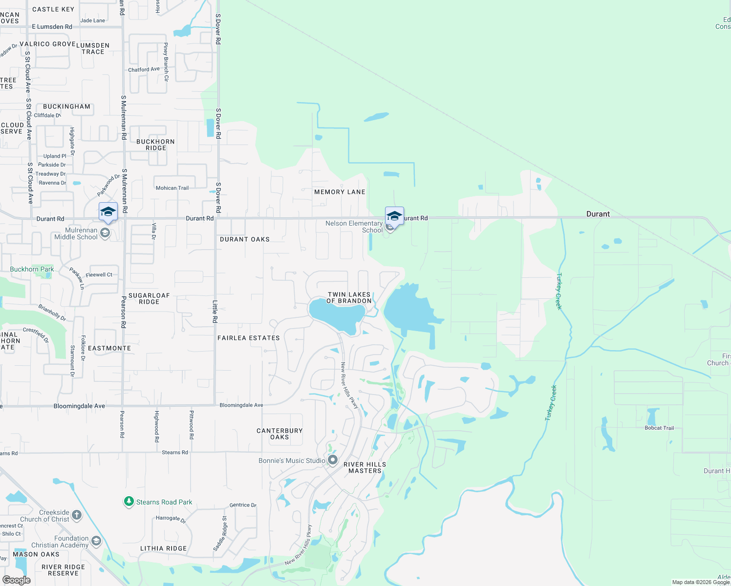 map of restaurants, bars, coffee shops, grocery stores, and more near 2963 Hickory Grove Drive in Valrico