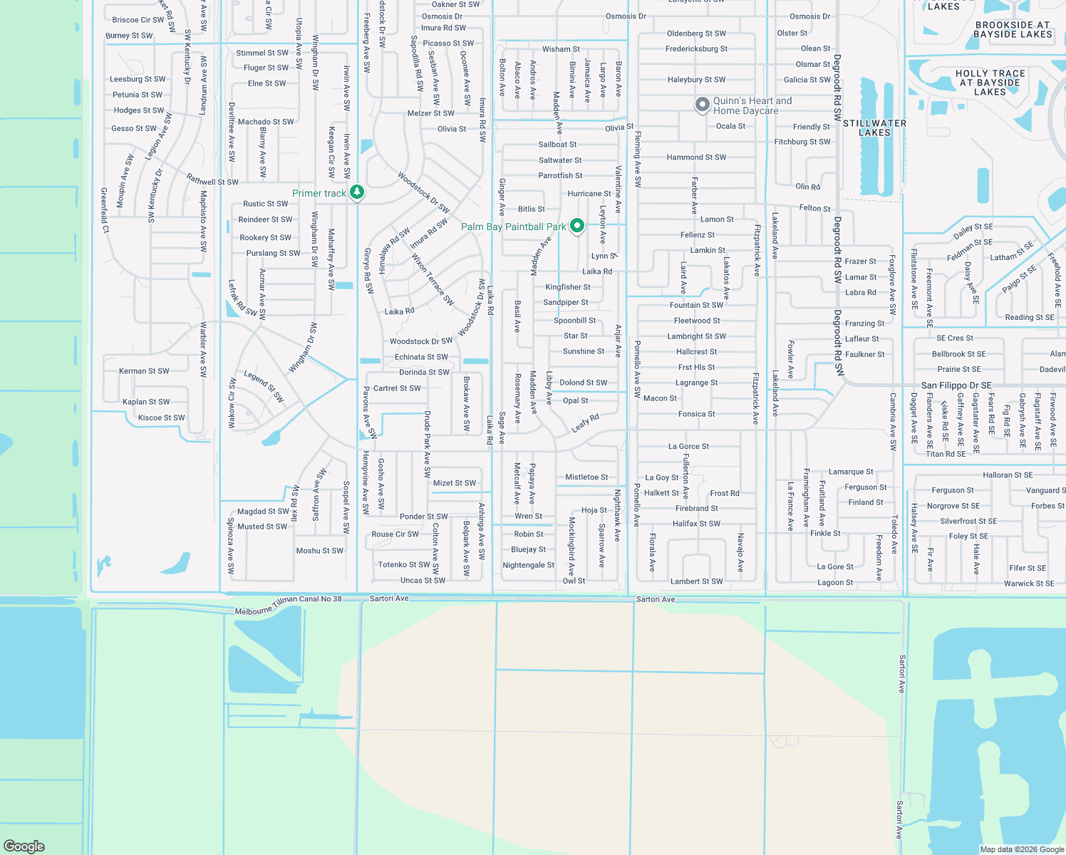 map of restaurants, bars, coffee shops, grocery stores, and more near 821 Kimberly Road in Palm Bay
