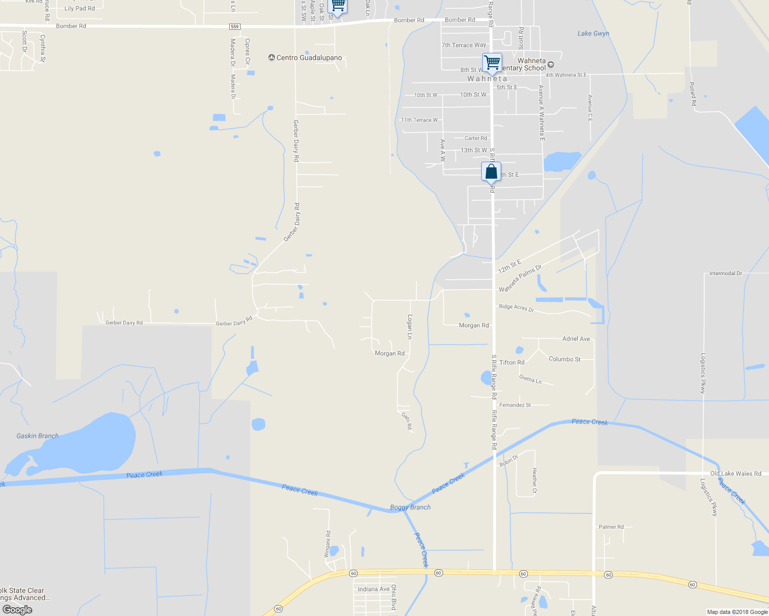 map of restaurants, bars, coffee shops, grocery stores, and more near 606 Morgan Road in Winter Haven