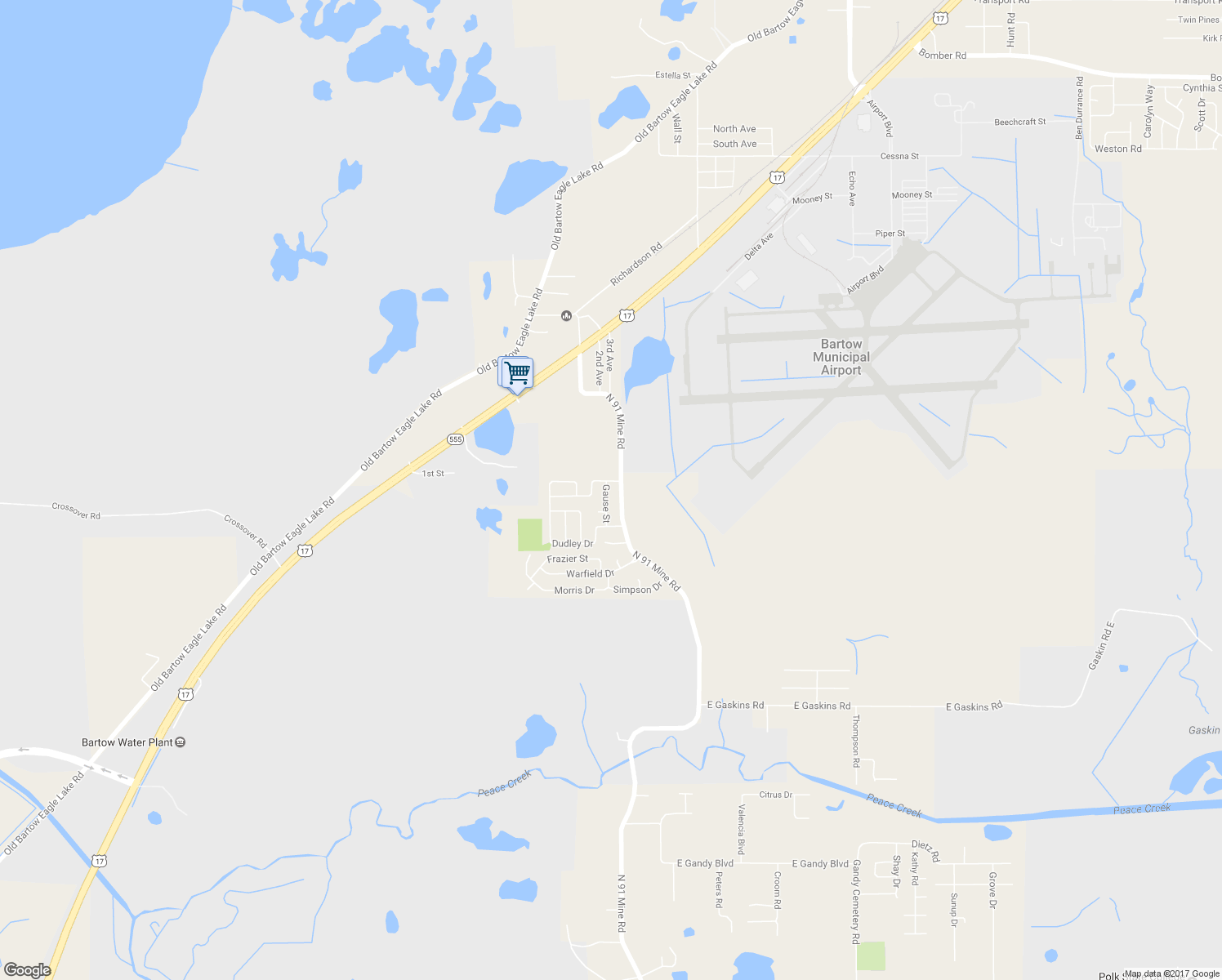 map of restaurants, bars, coffee shops, grocery stores, and more near 2980 Gause Street in Bartow