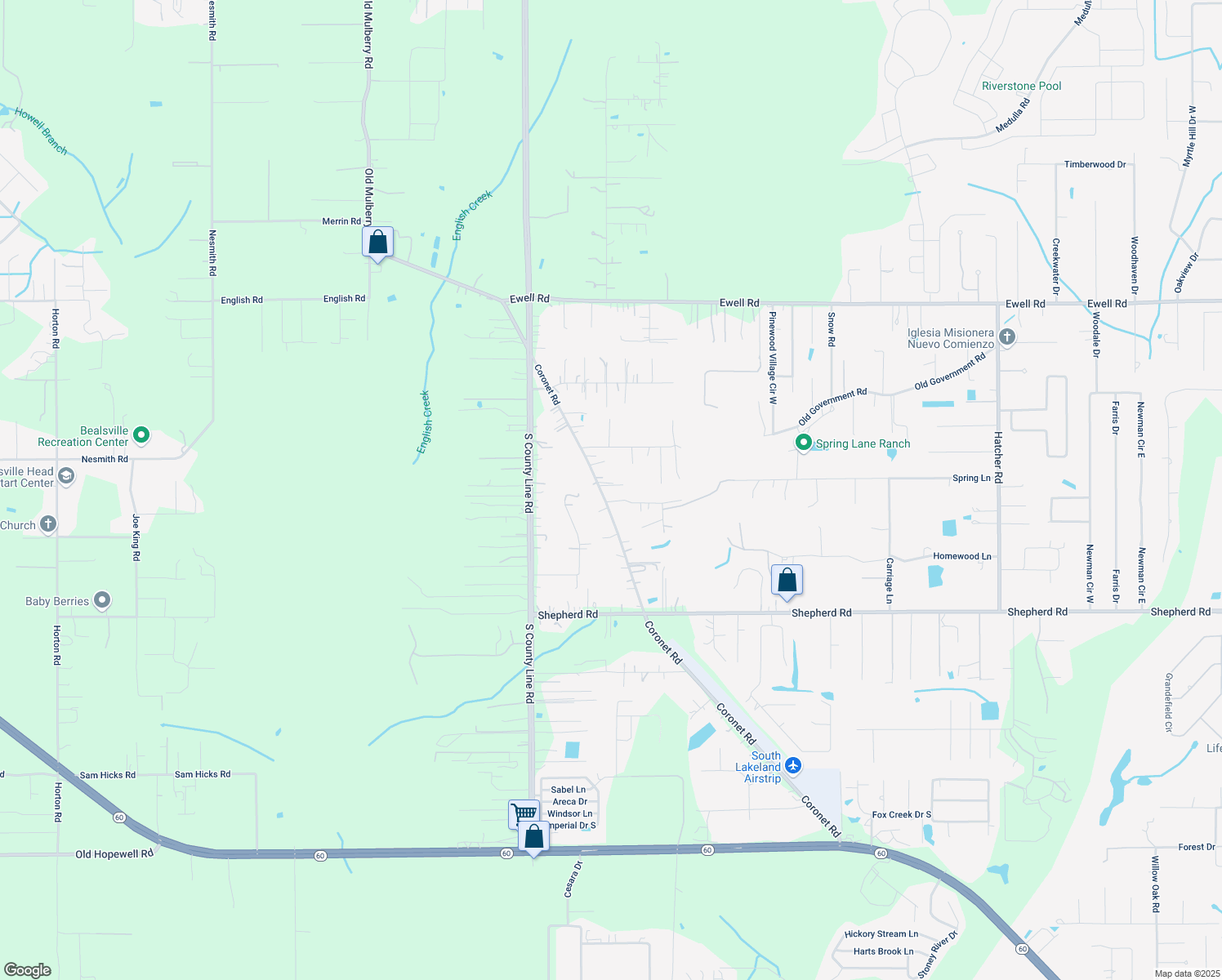 map of restaurants, bars, coffee shops, grocery stores, and more near 6702 Coronet Road in Lakeland