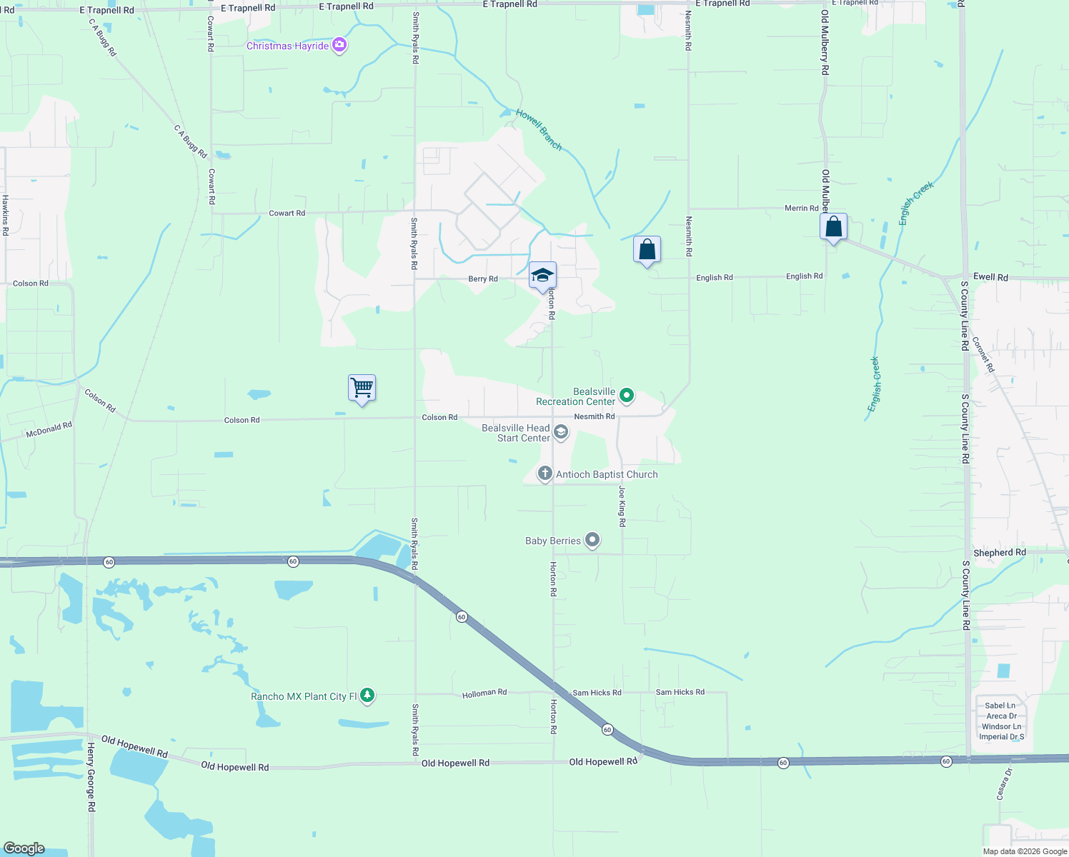 map of restaurants, bars, coffee shops, grocery stores, and more near 2211 Colson Road in Plant City