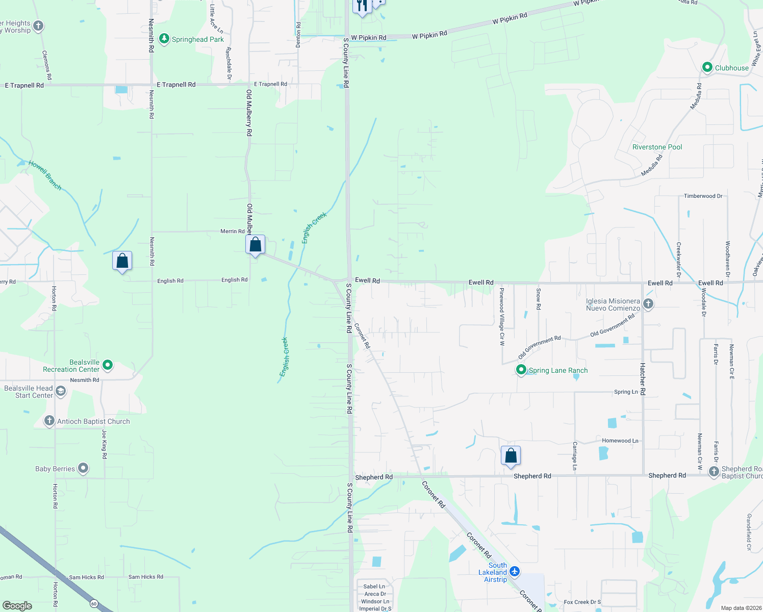 map of restaurants, bars, coffee shops, grocery stores, and more near 6231 Springwoods Court in Lakeland