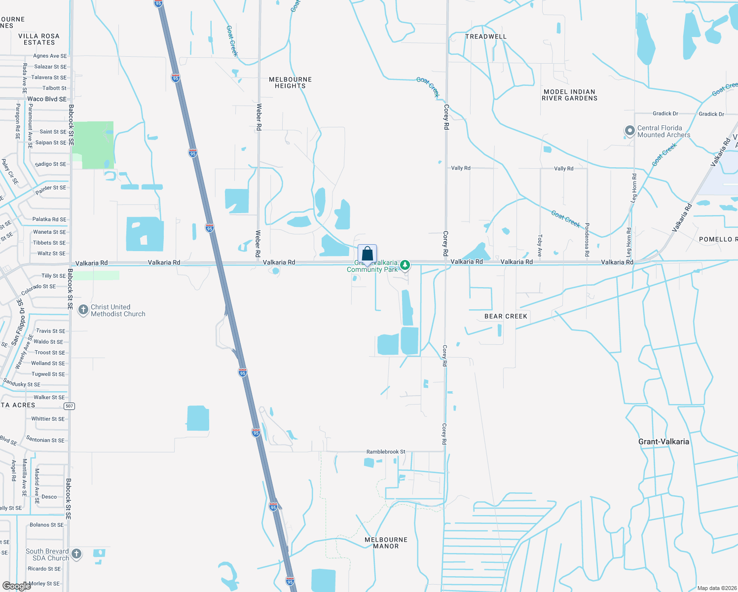 map of restaurants, bars, coffee shops, grocery stores, and more near 4240 Magnolia Road in Malabar