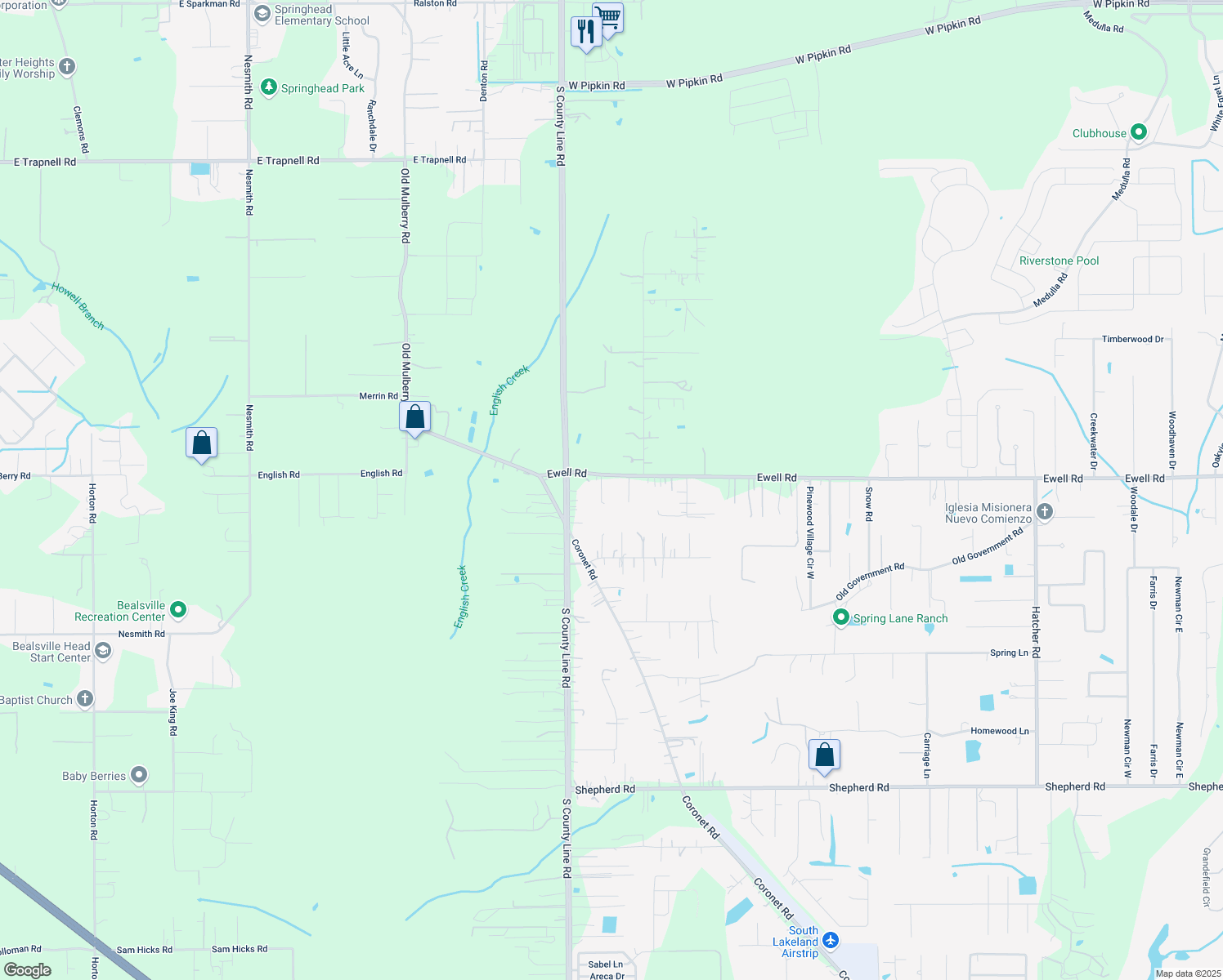 map of restaurants, bars, coffee shops, grocery stores, and more near 5228 Ewell Road in Lakeland