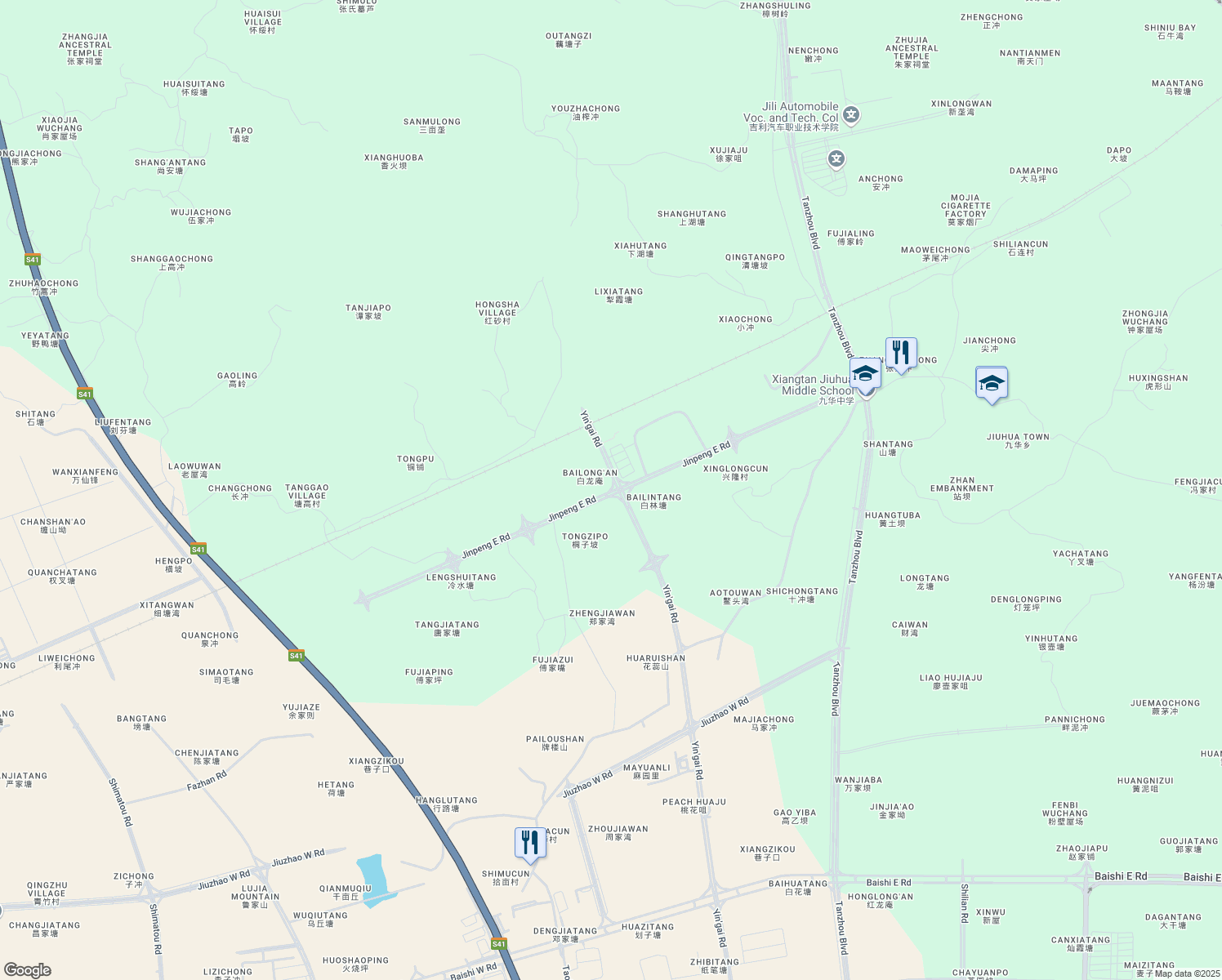 map of restaurants, bars, coffee shops, grocery stores, and more near Jin Peng Dong Lu in Xiang Tan Shi
