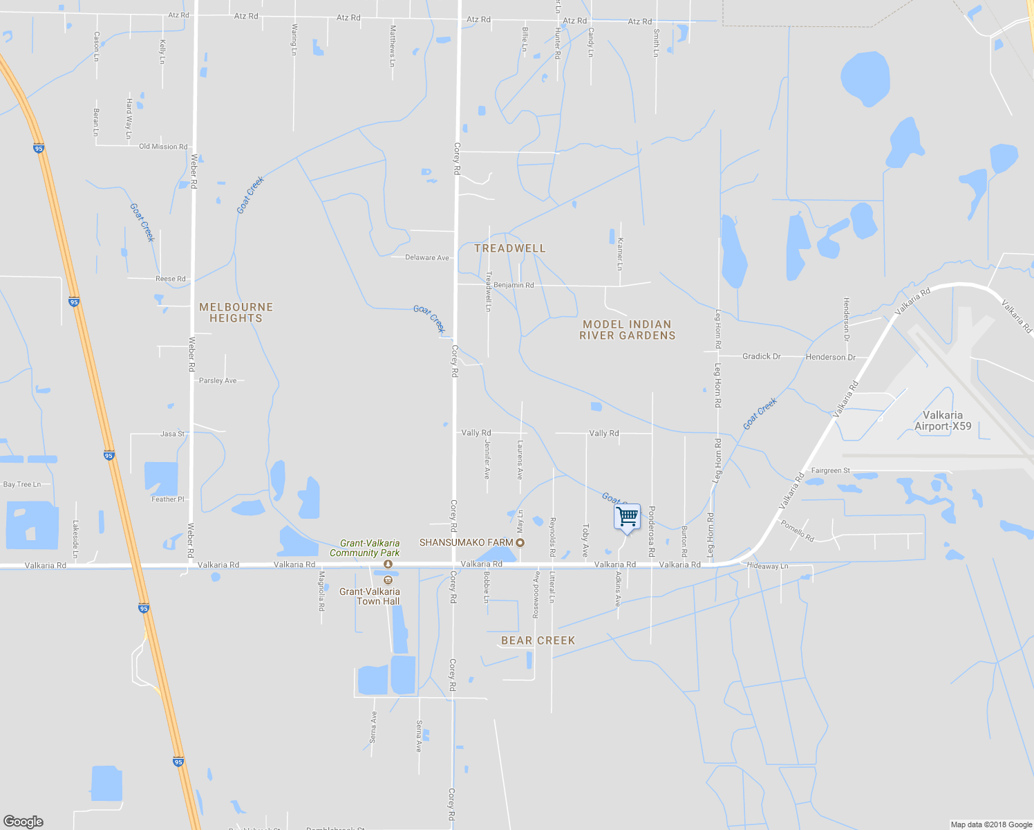 map of restaurants, bars, coffee shops, grocery stores, and more near 1760 Vally Road in Malabar