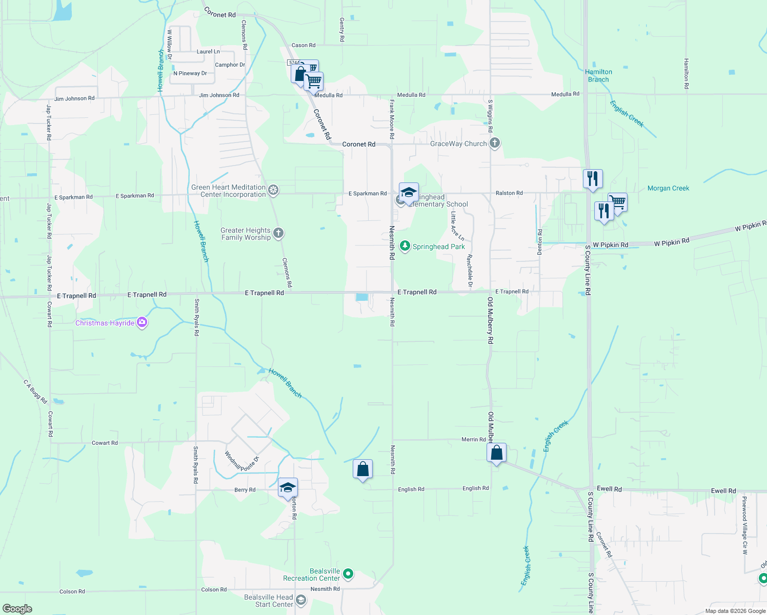 map of restaurants, bars, coffee shops, grocery stores, and more near 3607 Nesmith Road in Plant City
