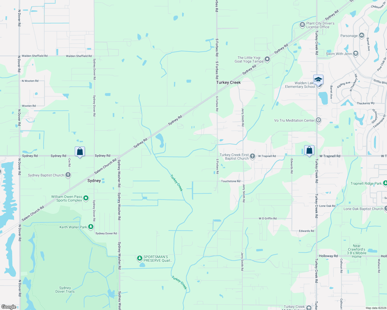 map of restaurants, bars, coffee shops, grocery stores, and more near 5340 West Trapnell Road in Dover