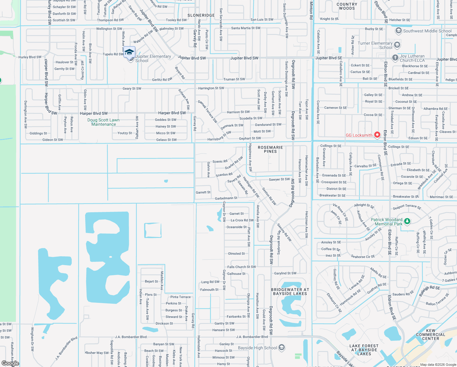 map of restaurants, bars, coffee shops, grocery stores, and more near 1041 Savery Road in Palm Bay