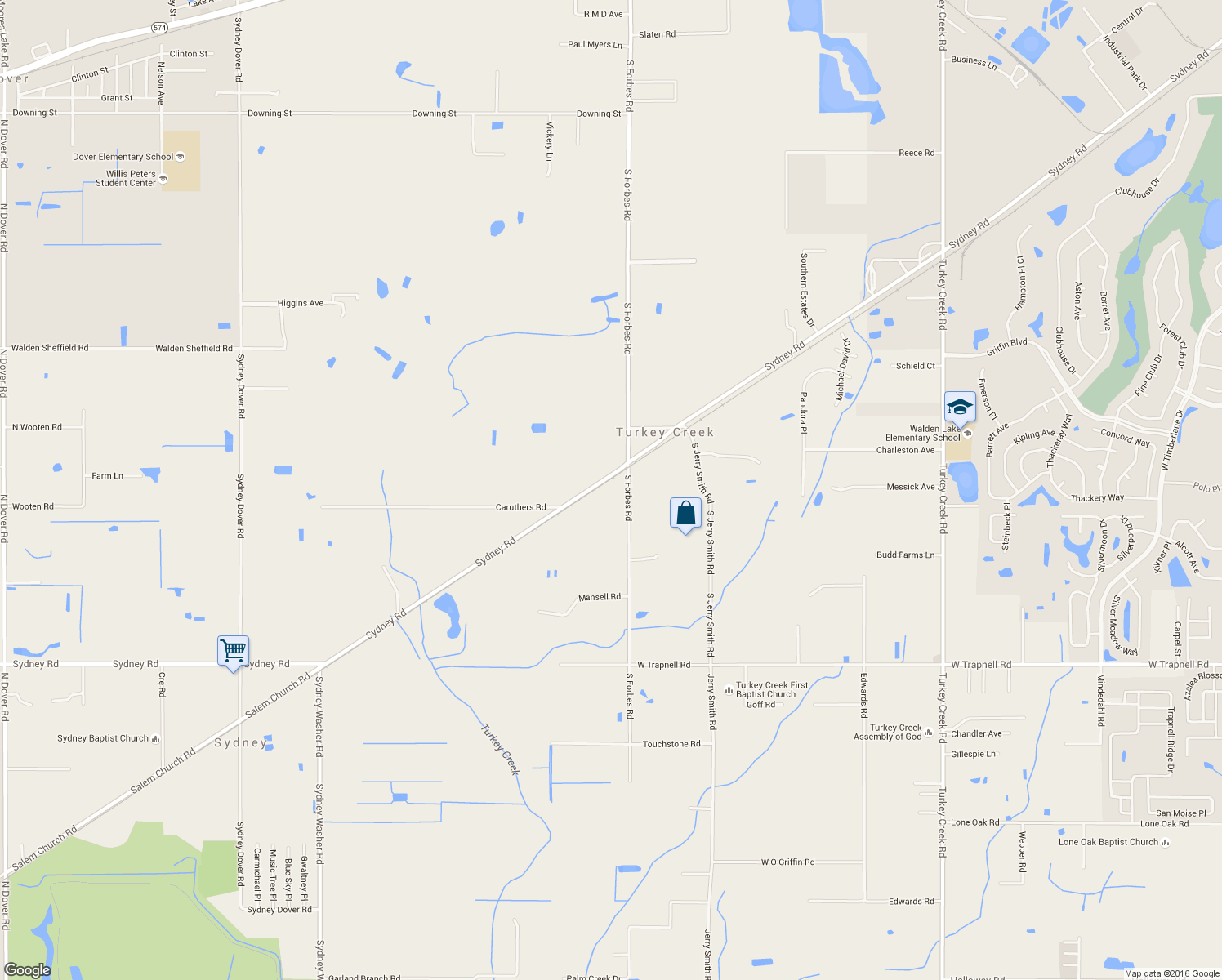 map of restaurants, bars, coffee shops, grocery stores, and more near 3105 South Forbes Road in Dover