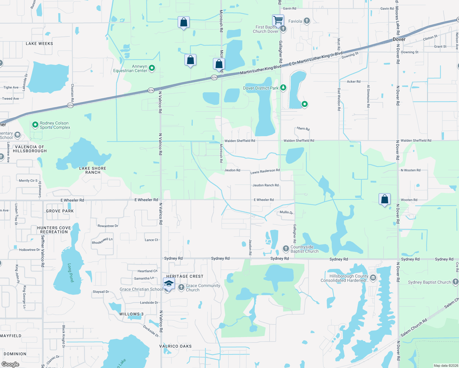 map of restaurants, bars, coffee shops, grocery stores, and more near 13030 East Wheeler Road in Dover