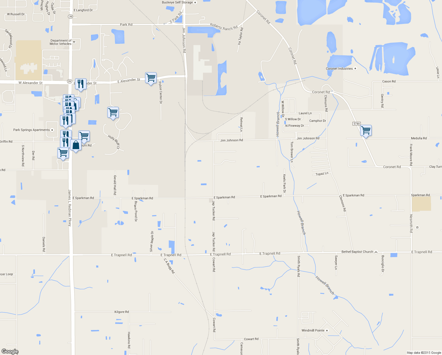 map of restaurants, bars, coffee shops, grocery stores, and more near 3006 Jap Tucker Road in Plant City
