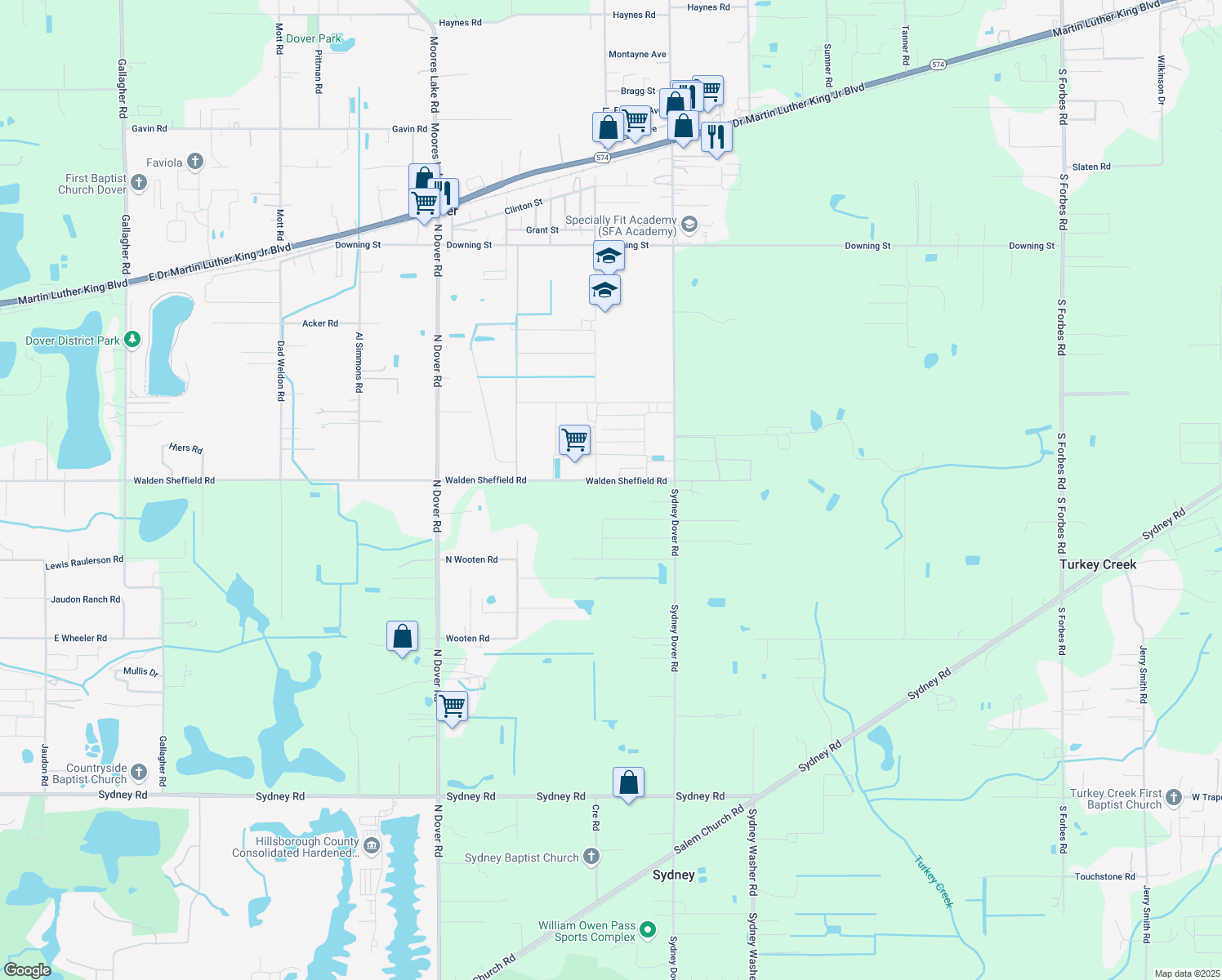 map of restaurants, bars, coffee shops, grocery stores, and more near 14609 Walden Sheffield Road in Dover