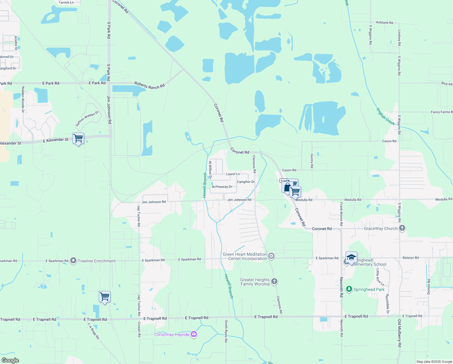 map of restaurants, bars, coffee shops, grocery stores, and more near 3009 South Willow Drive in Plant City