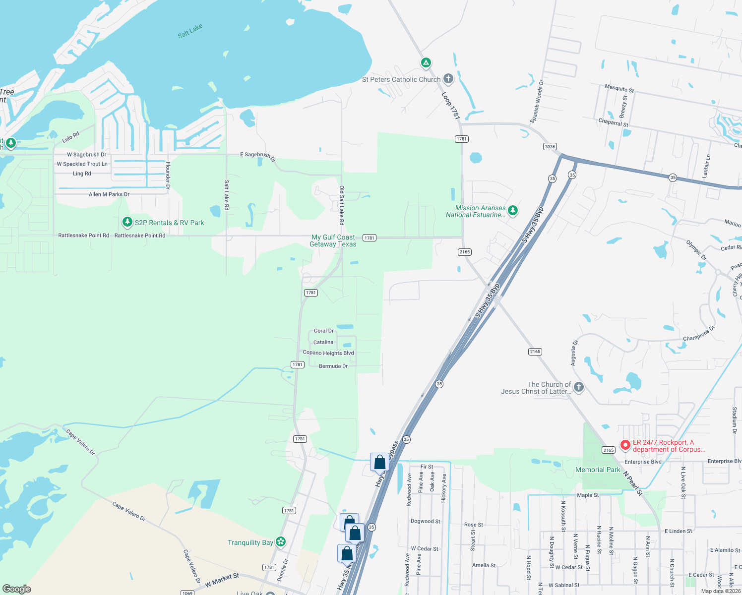 map of restaurants, bars, coffee shops, grocery stores, and more near 420 McLester Road in Rockport