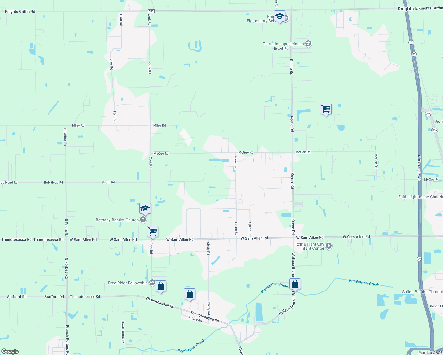 map of restaurants, bars, coffee shops, grocery stores, and more near 3802 Young Road in Plant City