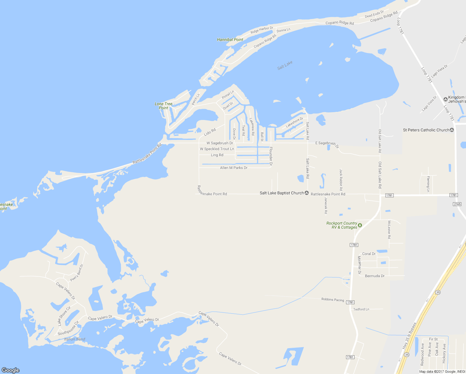 map of restaurants, bars, coffee shops, grocery stores, and more near 438 Rattlesnake Point Road in Rockport