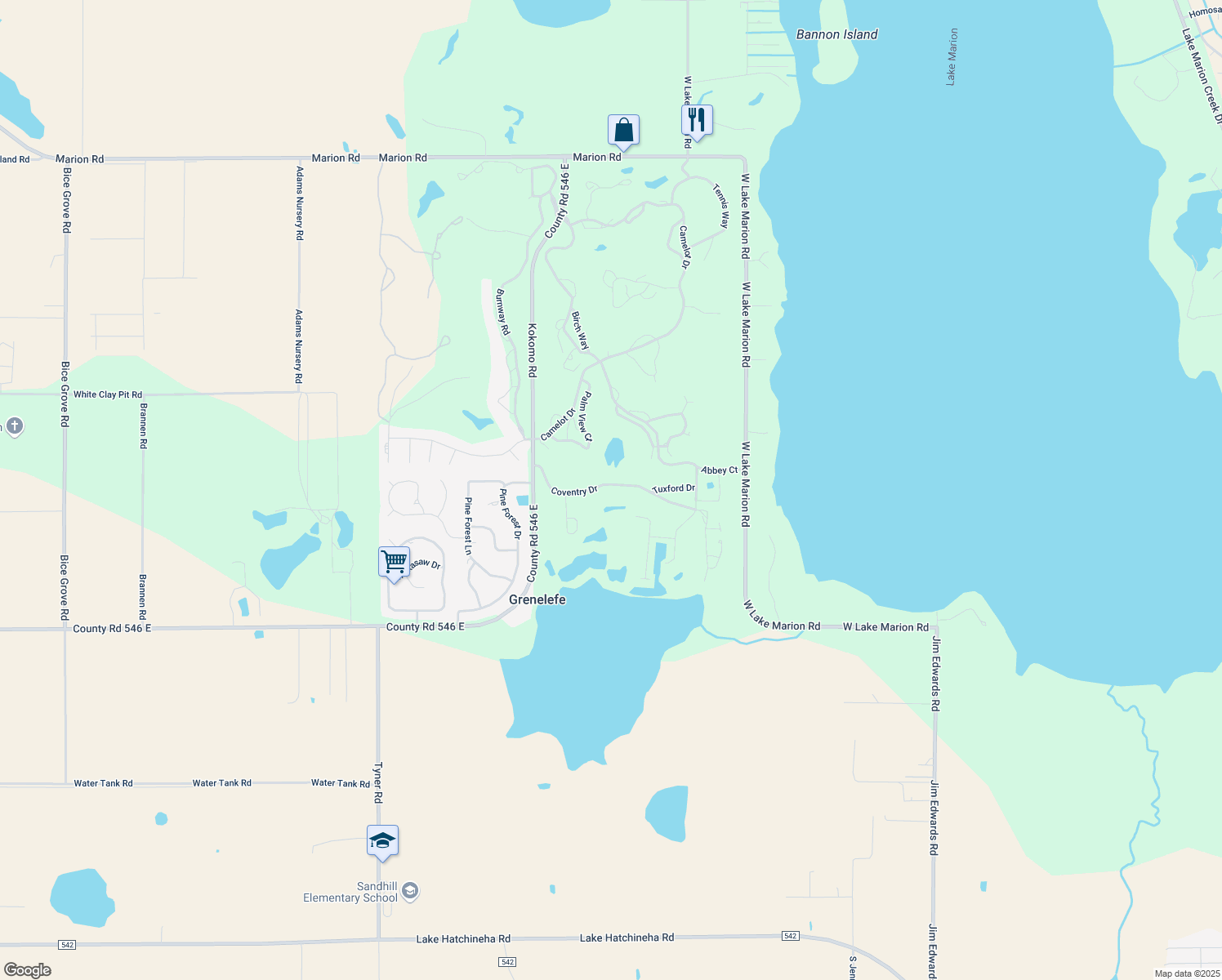 map of restaurants, bars, coffee shops, grocery stores, and more near 16 Coventry Drive in Haines City