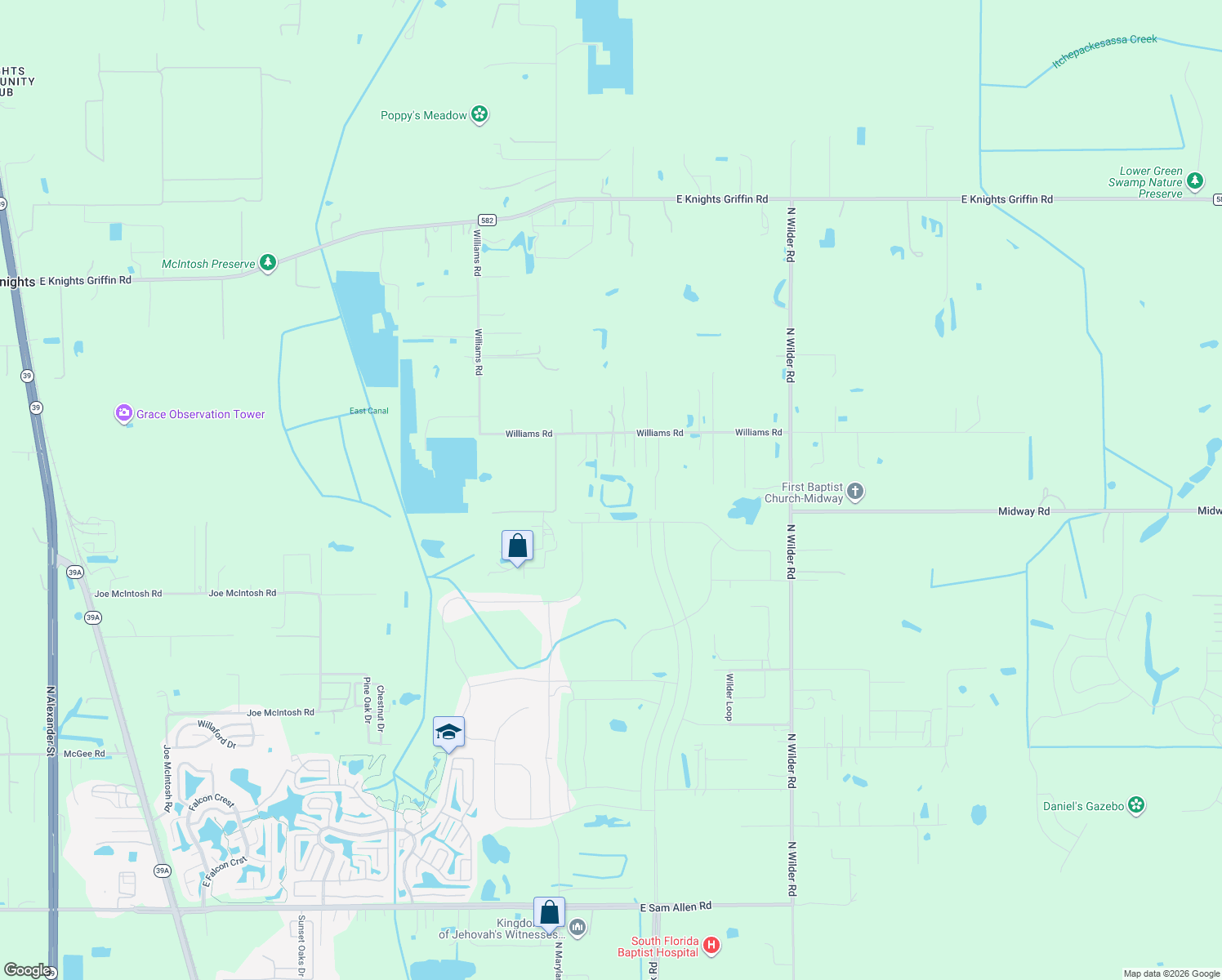 map of restaurants, bars, coffee shops, grocery stores, and more near 2007 Williams Road in Plant City