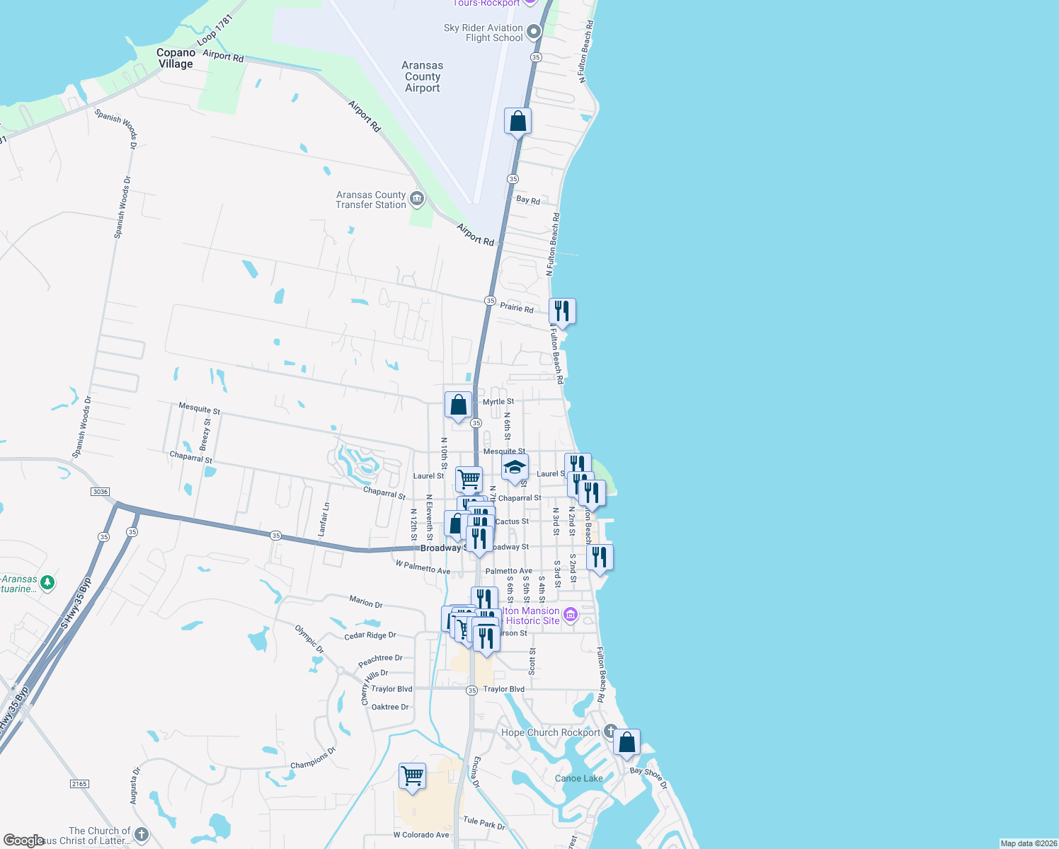 map of restaurants, bars, coffee shops, grocery stores, and more near 606 North 5th Street in Fulton