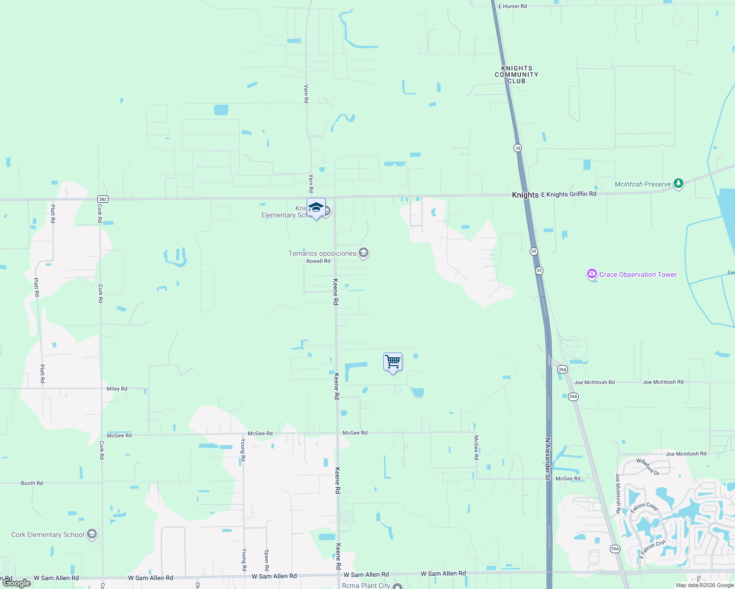 map of restaurants, bars, coffee shops, grocery stores, and more near 2706 Keene-Campbell Road in Plant City
